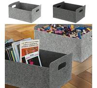 Cepewa BoxM Storage Box Set of 2 | Foldable Felt 31 cm x 25 cm x 13 cm Light Grey Dark Grey | Felt Box Basket Organiser Basket (1 x Set of 2 Felt Box M)