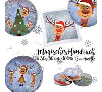 Cepewa Magic Hand Towel Reindeer Christmas Advent Calendar Set of 3 Wash Cloths 30 cm Children's Party Bag