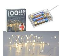 Cepewa Micro Wire Fairy Lights Star Warm White Silver Battery Decoration Lighting Christmas Timer (1 x 100 LED Micro Wire Fairy Lights)