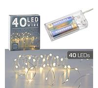 Cepewa Micro Wire Fairy Lights Star Warm White Silver Battery Decoration Lighting Christmas Timer (1 x 40 LED Micro Wire Fairy Lights)