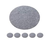 Cepewa Set of 6 Place Mats Felt Light Grey Coasters Round Place Mats Table Decoration Set Table Cover (1 x 6 Place Set Light Grey)