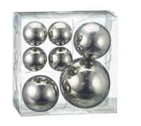 Cepewa Set of 7 Silver Stainless Steel Decorative Balls in 3 Sizes Assorted Garden Balls