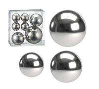 Cepewa Set of 7 Silver Stainless Steel Decorative Balls in 3 Sizes Assorted Garden Balls