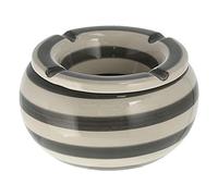 Cepewa Storm Ashtray, 13.5 cm Diameter, Grey White Striped, Wind Resistant with Lid