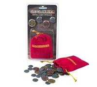 Cephalofair Games: Gloomhaven: Metal Coin Upgrade - 60 Coins & Drawstring Bag, Board Game Accessory, Metal Currency, Detailed Art