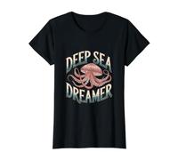 Cephalopod Kraken Squid Quote - Deep Sea Dreamer Octopus Value Graphic T-Shirt, Women, Black, XS