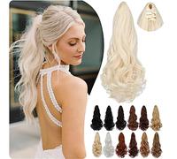 Cephermer Ponytail Extension Claw 18" Long Curly Wavy Clip in Natural Looking Synthetic Hair Extension Ponytail Hairpiece for Women Bleach Blonde
