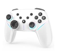 Ceppekyy Wireless Switch Controller,Switch Pro Controllers for Switch/Lite/OLED/PC,Bluetooth PC Gaming Controller with 9-Color RGB LEDs, 950mAh Battery, Programmable Buttons,Gyro Axis,Turbo, White