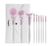 Ceppin Makeup Brushes Set 9Pcs with Travel Bag, Professional Makeup Set for Powder Foundation Contour Concealer Eye Shadow Eyebrow Lip Makeup Brush Kit, Purple & White