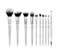 Ceppin Professional Makeup Brushes 10Pcs, Premium Synthetic Make Up Brush Set, Powder Foundation Contour Blush Concealer Eye Shadow Blending Liner Makeup Brush Kit(Silver)