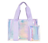 Ceprznvey Beach Bags, Rainbow Iridescent Handbag, Sandproof Shopping Carrying Pouches for Vacation Outdoor Activities Gym Sports Games Concert Stadium Venues