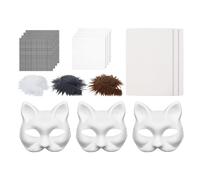 Ceprznvey Cat Face Covers for Crafts | Halloween Animal Face Cover Kit with Felt Sheet - Role-Play Cosplay Accessories for Adults Kids Pet Lovers Enthusiasts Photoshoots Christmas Masquerade