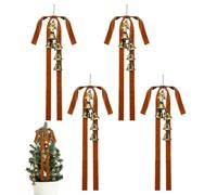 Ceprznvey Christmas Tree Bow Ornament 4-Piece Bells Included Rustic Decor | Festive Party Large Bows for Fireplace Yard Front Door Garland Wedding Homeowners Event Planners