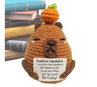 Ceprznvey Crochet Positive Animals, Positive Knitted Capybara Toys, Decorative Cute Stuffed Toys with Inspirational Card for Women Men Coworkers Friends