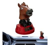 Ceprznvey Dashboard Figures, Solar-Powered Cute Horse Head Desk Decor, Car Dashboard Statue Interior Decor, for Vehicle Truck SUV Sedan Desk Shelf Window Party Home Office