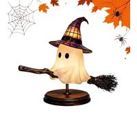 Ceprznvey Halloween Bedside Lamp Cute Ghost On Broom Nightlight USB Powered