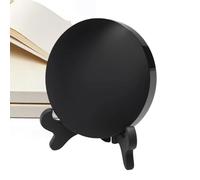 Ceprznvey Obsidian Scrying Mirror - Vintage Natural Stone | Meditation Corner with Wooden Stand, Yoga Studio Accessory with Spiritual Function, Bedroom Living Room Office Decor for and Focus