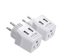 Ceptics Israel, Palestine Travel Plug Set - with 2 USB + USA Socket Input - Type H and Type C- Ultra Compact - Safe Grounded Perfect for Cell Phones, Laptops, Camera Chargers