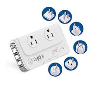Ceptics Travel Voltage Converter -200W Convert 220V to 110V for Curling Iron, Straightener, Chargers, Step Down World Power Plug - 4 USB Charging QC 3.0 - SWadApt - Type A, B, C, E/F, G, I Included