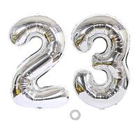 Ceqiny 40 Inch Giant Mylar Balloon - 23rd Number Alphabet Foil Balloon for Birthday Party, Wedding, Bridal Shower, Engagement, Anniversary Decoration, Silver Digit 23