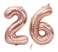 Ceqiny 40 Inch Giant Mylar Balloon - 26th Number Alphabet Foil Balloon for Birthday Party, Wedding, Bridal Shower, Engagement, Anniversary Decoration - Rose Gold Digit 26
