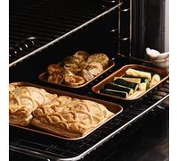 Cera Titanware One Shelf Baking Tray Set - 1 Large 18 x 24cm & 2 Small 9.8 x 16cm Carbon Steel Stackable Oven Trays with Non-Stick Coating - Copper Coloured Cooking Set