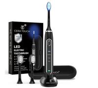 CERA TOUCH 6 Blue LED Whitening Electric Toothbrush| Electric Toothbrush for Adults | 4 Modes With Smart Timer Plaque Removal & Memory Function | 2Heads | IPX7 Waterproof |Travel Case |WirelessCharger
