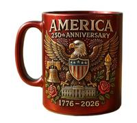 Ceramic 250th Coffee Mug 325ml 400g 9x10x8cm - Eagle Flag Design Commemorative Cup For Veterans, Marine Corps Gift Red Black