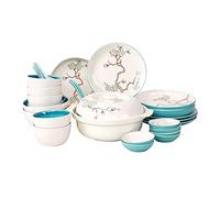Ceramic 28-Piece Kitchen Dinnerware Set Household Ceramic Dinner Plate Sets Plum Pattern Dishes Dinnerware Sets,