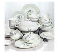 Ceramic 30 Pieces of Household Porcelain Dinnerware Set Lotus Shaped Plates and Bowls Sets Elegant Pastoral Style Dishes Set,