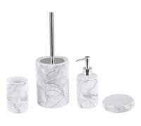 4-Piece Bathroom Accessories Set ARAUCO Ceramic White Marble