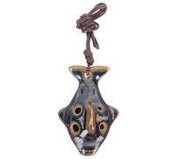 Ceramic 6-Hole Ocarina in C Key for Beginners, Delicate Fish-Shaped Wind Instrument, ’s Musical Practice Tool, Crackle Blue Glaze Finish