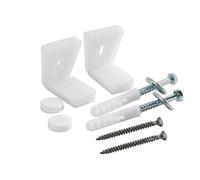 Balterley Toilet Seat Fixing Kit, Toilet Fixing Kit for Floor Pan & WC Seat Hinge, 2 L-Shaped Brackets, 2 Large Bolts with Washers, 2 Wall Plugs, 2 Flat Caps, 2 Smaller Screws