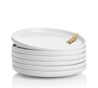 Ceramic Appetizer Plates Set of 6,White Dessert Plates 8 Inch,Small Dinner Plates,Modern Round Salad Plates,Porcelain Serving Dishes for Pasta,Snack,Bread,Dessert,Sushi Microwave & Dishwasher Safe