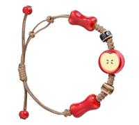 Ceramic Apple Bracelet for Women Men,Adjustable Rope String Bracelet,Handmade Woven Cord Bracelets,Whimsical Apple Y2k Aesthetic 2000s Downtown Accessories,Cartoon Style Jewelry Gift for Women Men