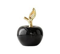 Ceramic Apples Figurine, Statue, Ornament, Fruit Sculpture for Office Bookshelf, Black, Small