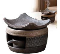 Ceramic Aromatherapy Stove Essential Oil Burner, Aromatherapy Burner, Handmade Zen Incense Burners Kit, Tea Light Candle Holders Teapot Warmer for Home Office Meditation Relaxation