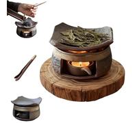 Ceramic Aromatherapy Stove Essential Oil Burner, Aromatherapy Herb Burner with Tealight Holder, Handmade Ceramic Fragrance Diffuser for Meditation, Relaxation & Home Decor (A)