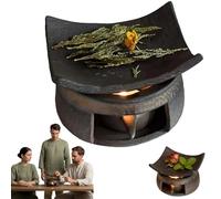 Ceramic Aromatherapy Stove Essential Oil Burner, Handmade Ceramic Candle Wax Melts Warmer with Tealight Holder, Cedar and Zen Aromatherapy Burner for Home Office Fragrance, Meditation, Relaxation