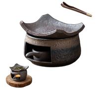 Ceramic Aromatherapy Stove Essential Oil Burner, Handmade Wax Melts Warmer with Tealight Holder, Vintage Pottery Zen Incense Teapot Diffuser for Home Fragrance,Bedroom Decors