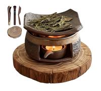 Ceramic Aromatherapy Stove Essential Oil Burner, Natures Wellness Aromatherapy Kit Cedar and Zen, Cedar and Zen Aromatherapys Burner for Home Office Meditation Relaxation (1set,12cm/4.72in board)