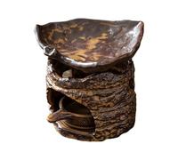 Ceramic Aromatherapy Stove, Essential Oil Diffuser & Wax Melt Warmer with Handmade Rustic Bark Texture, Woodland Zen Herb Heater for Home Office, Meditation Gift