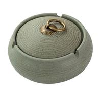 Ceramic Ashtray 4.3x3.4in Ash Tray with Lid & 3-Groove Windproof Smokeless Ashtray for Indoor Outdoor Outdoor with Lid