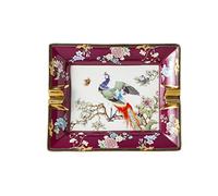 Ceramic Ashtray Ceramic Cigar Cigarette Smoking Ash Tray, Exquisite Hand Painted Phoenix Desktop Ashtray Decorative Ornament Gift(Purple)