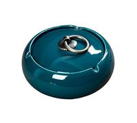 Ceramic Ashtray with Copper Lid, Handmade Exquisite Ashtray for s, Classical Porcelain Bowl for Outdoor Home Decoration (Kiln turning blue)