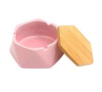 Ceramic Ashtray with Lid for Cigarette,Windproof Ash Tray For Outdoor,Home,Office, Bar,Cafe,Hotel Decoration (Pink)