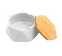 Ceramic Ashtray with Lid for Cigarette,Windproof Ash Tray For Outdoor,Home,Office, Bar,Cafe,Hotel Decoration (White)
