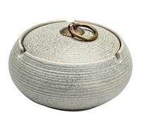 Ceramic Ashtray with Lid, Retro Ceramic Ashtray with Groove, 4x3" Compact Anti-Fly Ash Trays for Home and Office Decoration