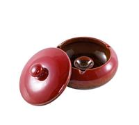 Ceramic Ashtray with Lid, Windproof Cigarette Holder for Smokers, Indoor/Outdoor Ash Tray for Home & Office, Desktop Smoking Ashtray, Stylish Ash Holder for Smoking Enthusiasts (Kiln turning red)