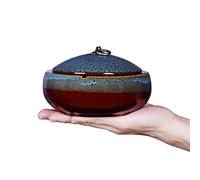 Ceramic Ashtray with Lids Windproof Cigarette Ashtray for Indoor or Outdoor Use Ash Holder for Smokers Desktop Smoking Ash Tray for Home Office Decoration (Blue-x)